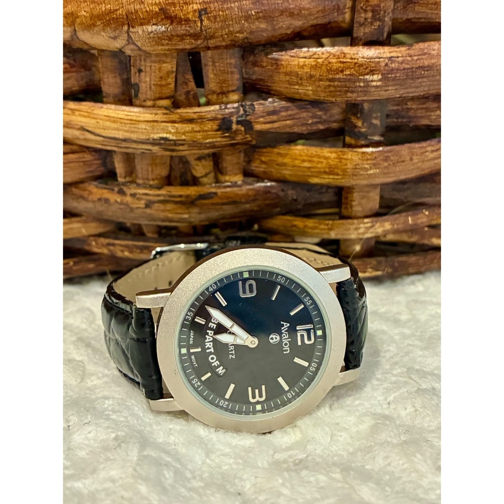 Avalon My Hero Dad Watch Scrolling Message Genuine Leather Quartz NEW BATTERY